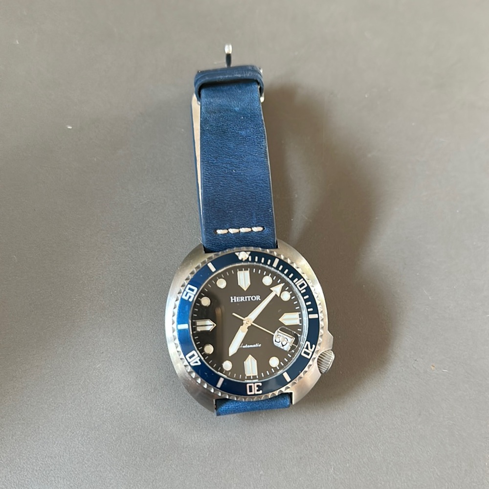 Heritor Automatic Morrison Leather-Band Watch w/Date - Blue/Silver